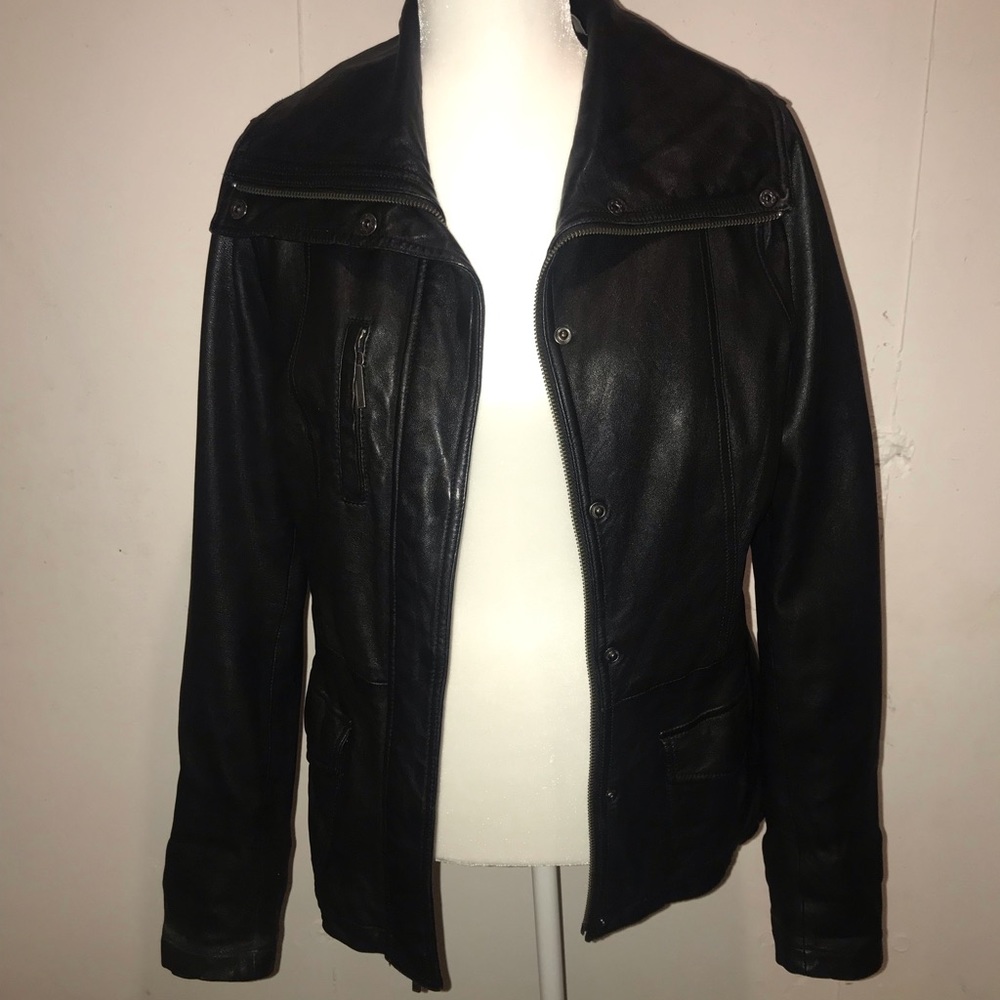 Vince black leather jacket